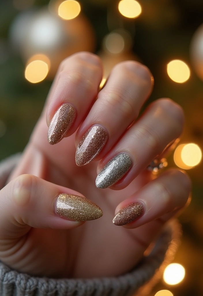 18 Chic Almond Nail Colors for Every Season (Find Your New Favorite at #7!) - 8. Glitter and Glam for Holiday Celebrations
