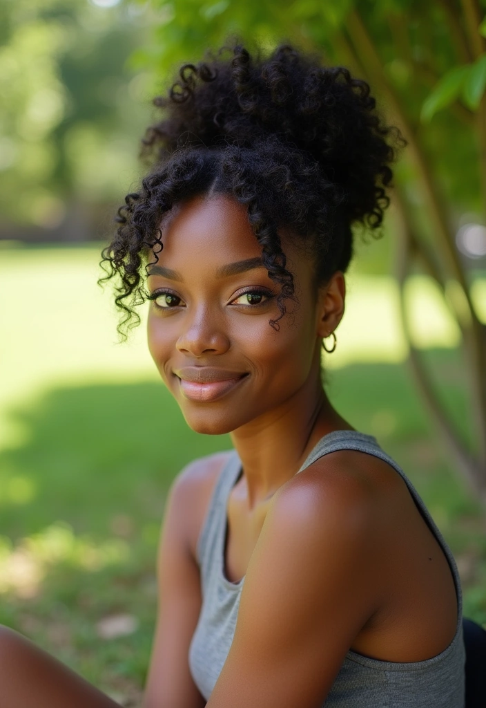20 Trendy Short Hairstyles for Black Women to Try This Year (Don't Miss #8!) - 17. Curly Bun