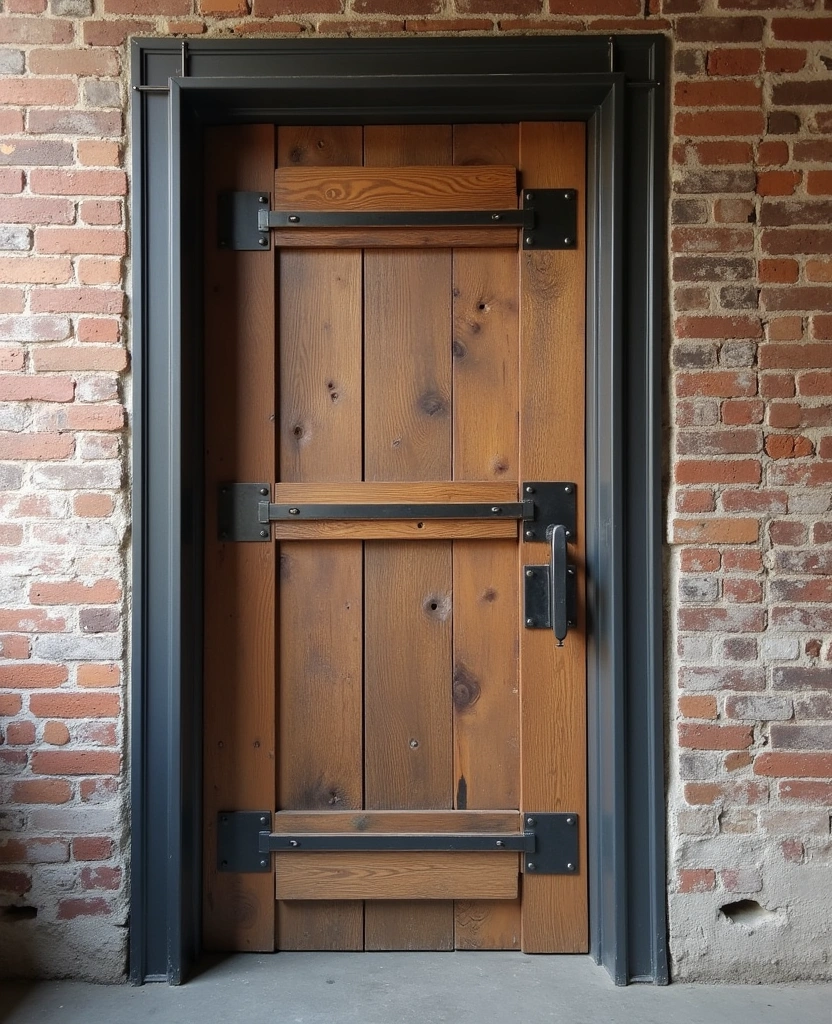 20 Exquisite Wooden Main Doors You Need to See to Believe! - 17. Industrial Chic: Urban Edge