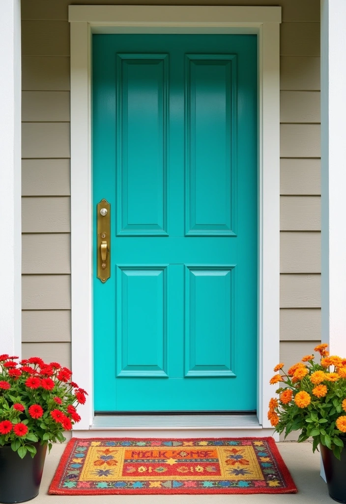 20 Exquisite Wooden Main Doors You Need to See to Believe! - 4. Bold Colors: Vibrant Statement Doors
