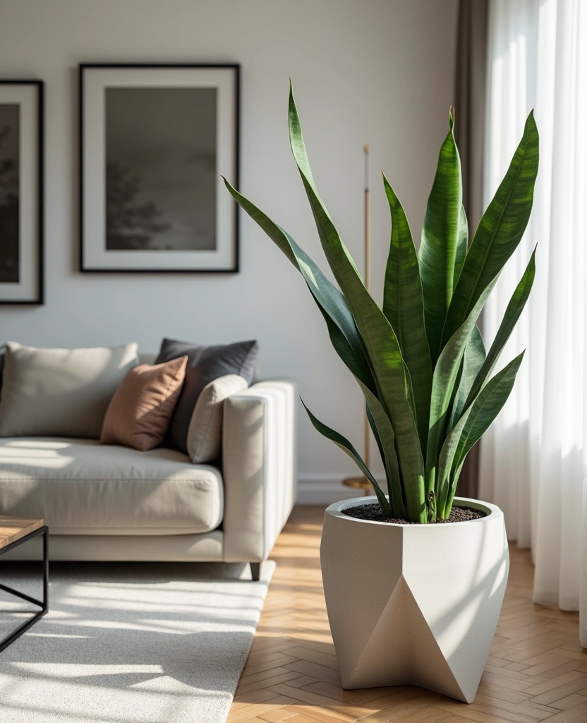 25 Stunning Living Room Greenery Ideas That Will Transform Your Space! - 19. Use Bold, Geometric Shapes