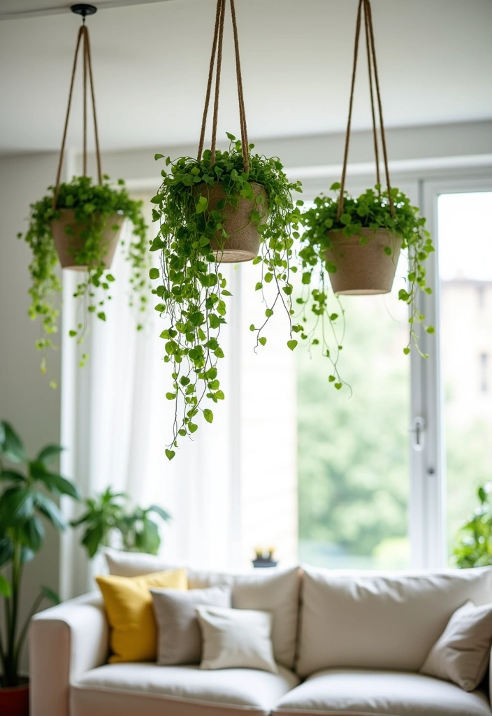 25 Stunning Living Room Greenery Ideas That Will Transform Your Space! - 2. Hanging Gardens