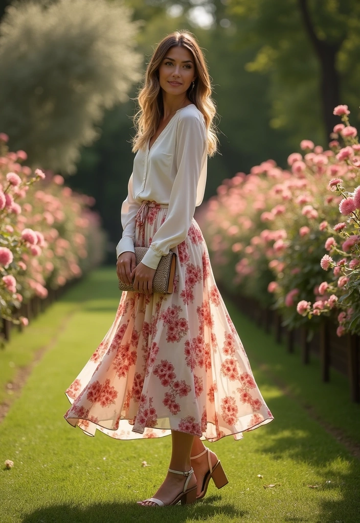 29 Gorgeous Silk Shirt Outfit Ideas That Will Elevate Your Wardrobe! - 11. Silk Shirt with a Midi Skirt