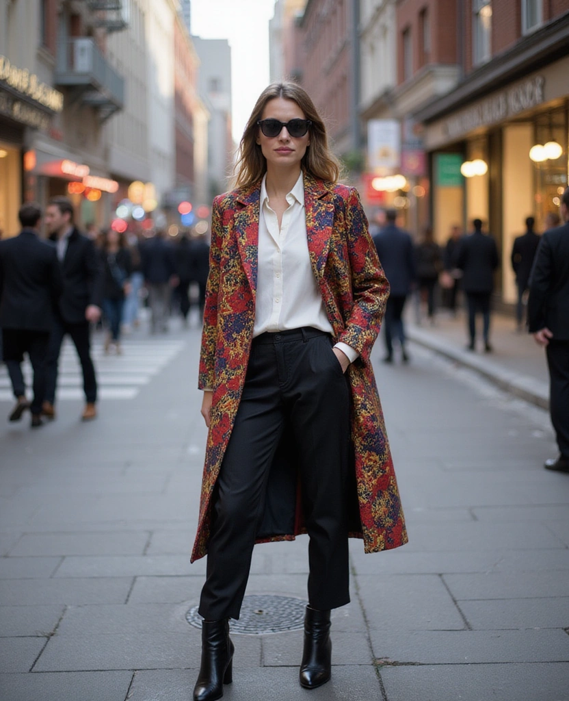 29 Gorgeous Silk Shirt Outfit Ideas That Will Elevate Your Wardrobe! - 16. Silk Shirt with a Statement Coat