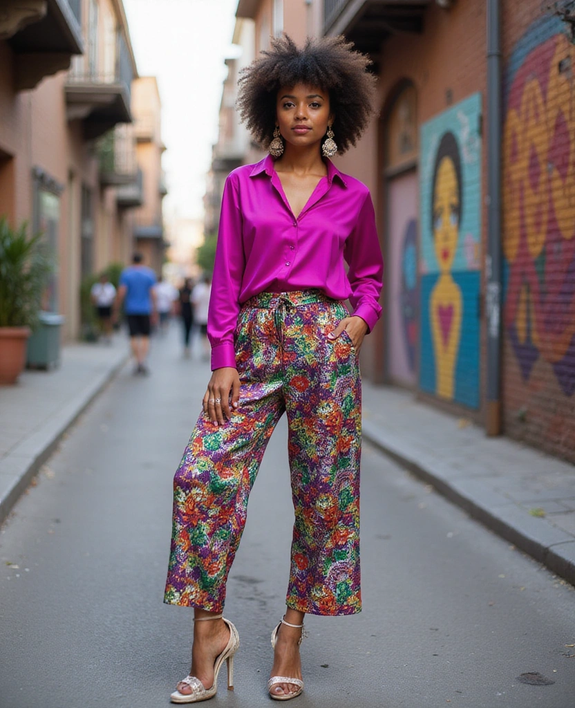 29 Gorgeous Silk Shirt Outfit Ideas That Will Elevate Your Wardrobe! - 24. The Playful Pop of Color
