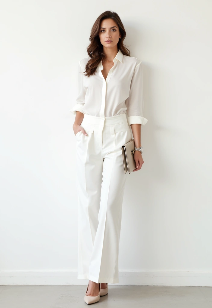 29 Gorgeous Silk Shirt Outfit Ideas That Will Elevate Your Wardrobe! - 7. The Monochrome Magic
