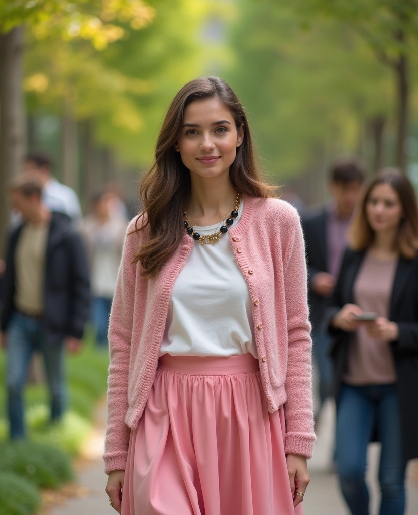30 Versatile Pink Skirt Outfit Ideas for Every Occasion (Wait Until You See #5!) - 28. Preppy Style: Pink Skirt and Cardigan