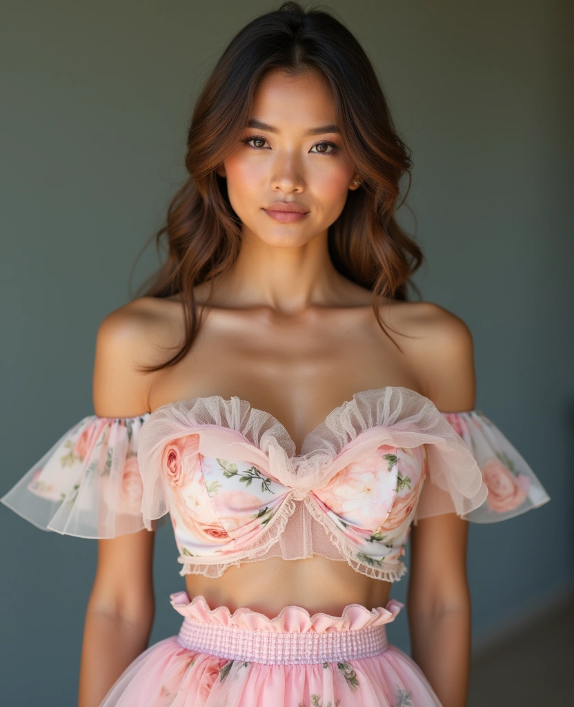 30 Versatile Pink Skirt Outfit Ideas for Every Occasion (Wait Until You See #5!) - 8. Vintage Charm: Pink Floral Skirt and Ruffled Blouse
