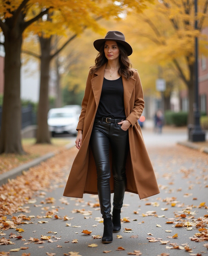 35 Elegant Leather Pants Looks for Effortless Work & Weekend Chic (You Won't Believe #27!) - 32. Leather Pants with a Duster Coat