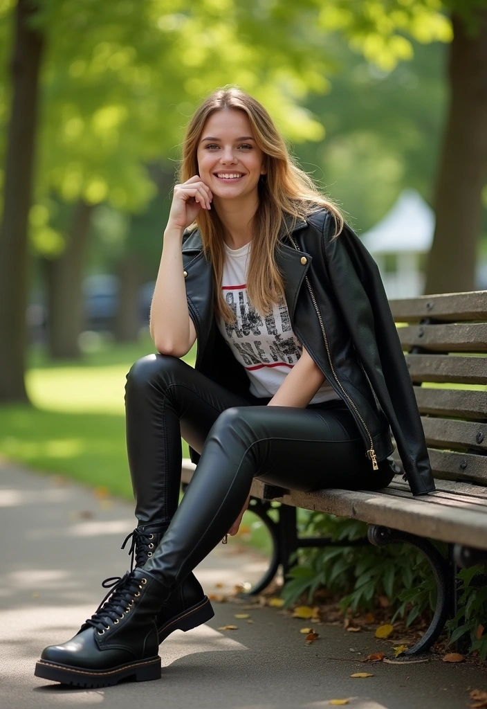 35 Elegant Leather Pants Looks for Effortless Work & Weekend Chic (You Won't Believe #27!) - 6. Leather Pants with a Graphic Tee