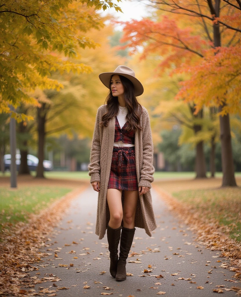 40+ Stylish Ways to Rock a Plaid Mini Skirt This Season (You Won't Believe #10!) - 22. Chic Layering with a Long Cardigan