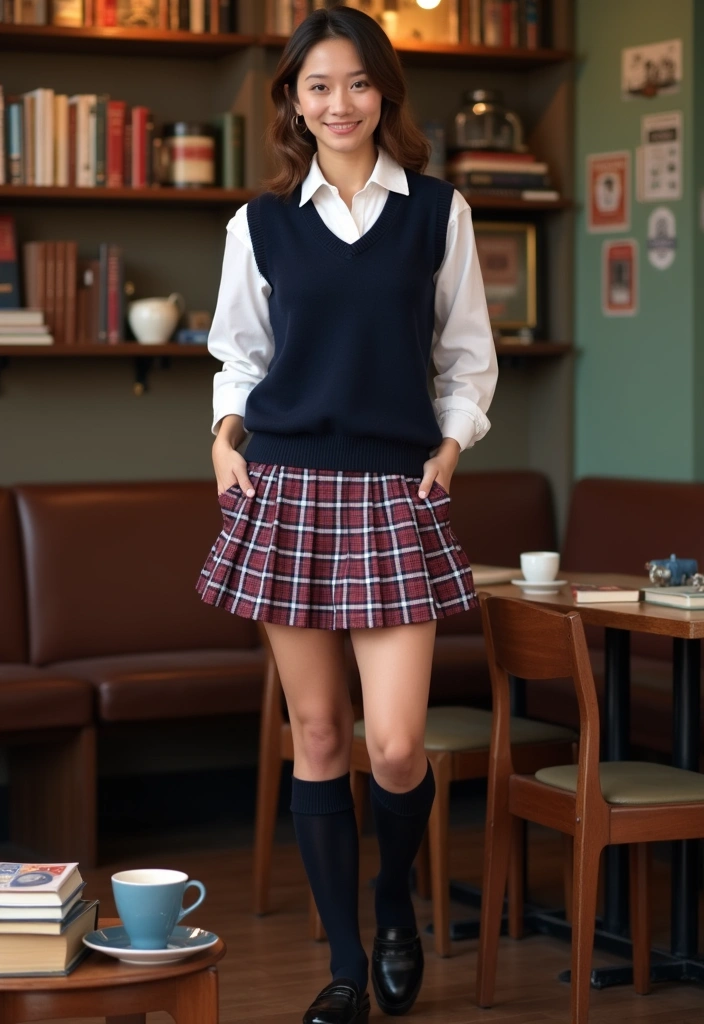 40+ Stylish Ways to Rock a Plaid Mini Skirt This Season (You Won't Believe #10!) - 3. Go for a Preppy Look with a Sweater Vest