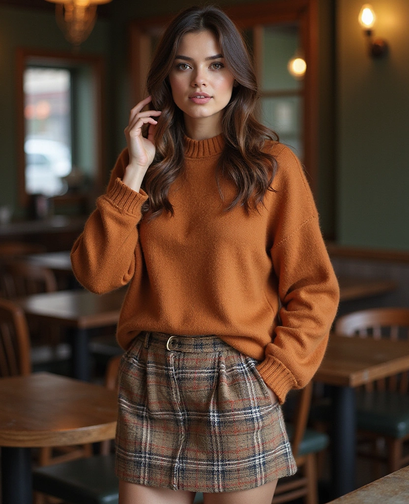 40+ Stylish Ways to Rock a Plaid Mini Skirt This Season (You Won't Believe #10!) - 40. Effortless Elegance with a Cashmere Sweater