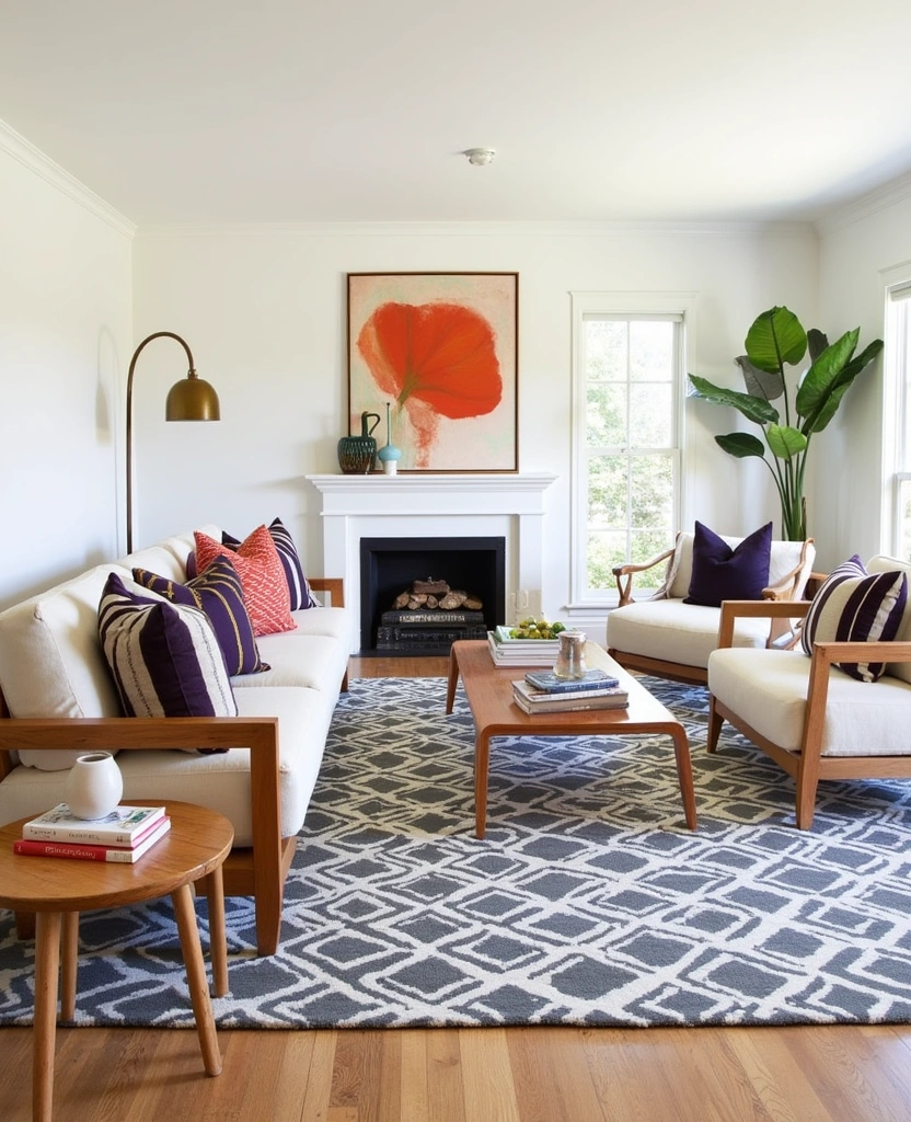 Explore 44 Stunning Organic Modern Living Room Designs for a Spacious Feel! - 24. Geometric Patterns