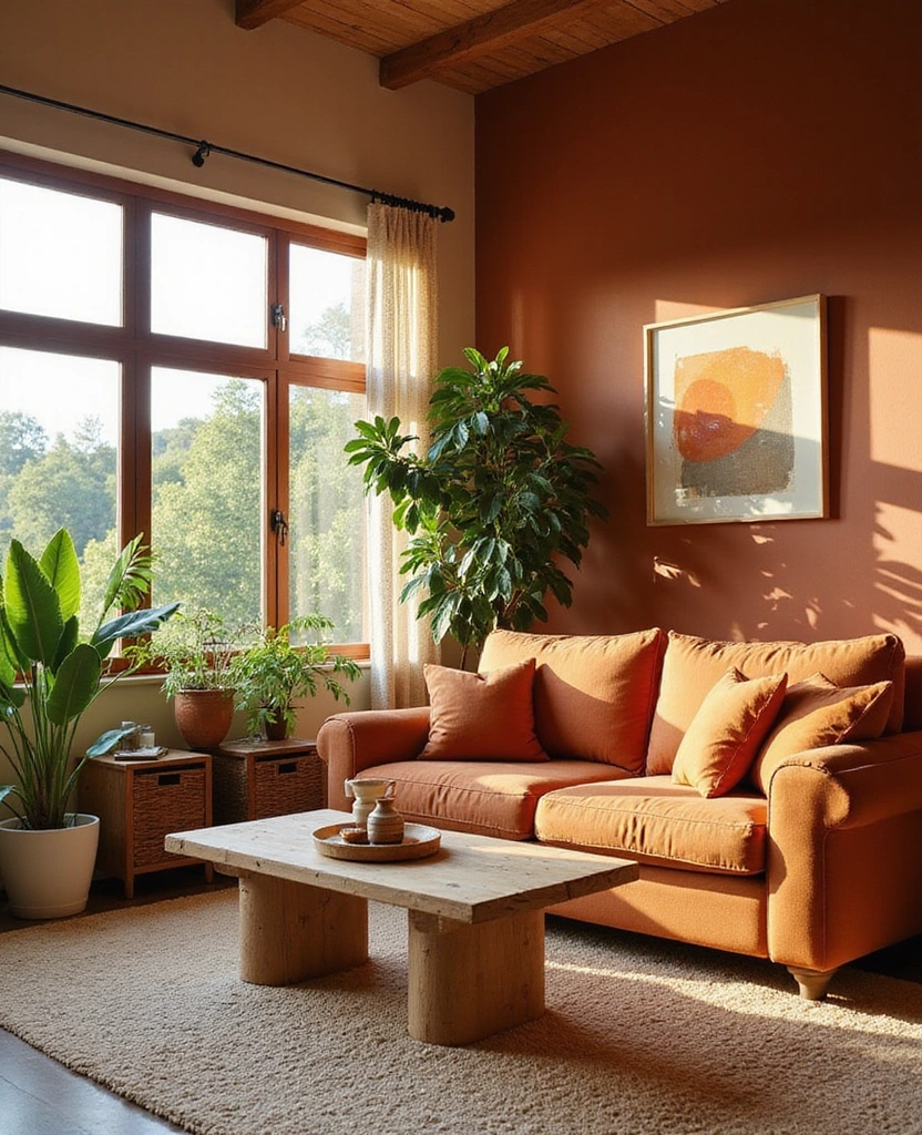 Explore 44 Stunning Organic Modern Living Room Designs for a Spacious Feel! - 26. Warm Earthy Tones