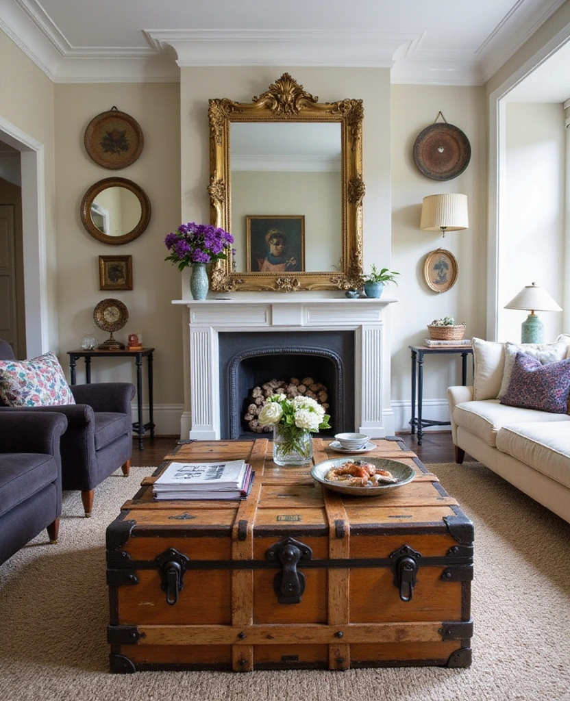 Explore 44 Stunning Organic Modern Living Room Designs for a Spacious Feel! - 29. Vintage Accents