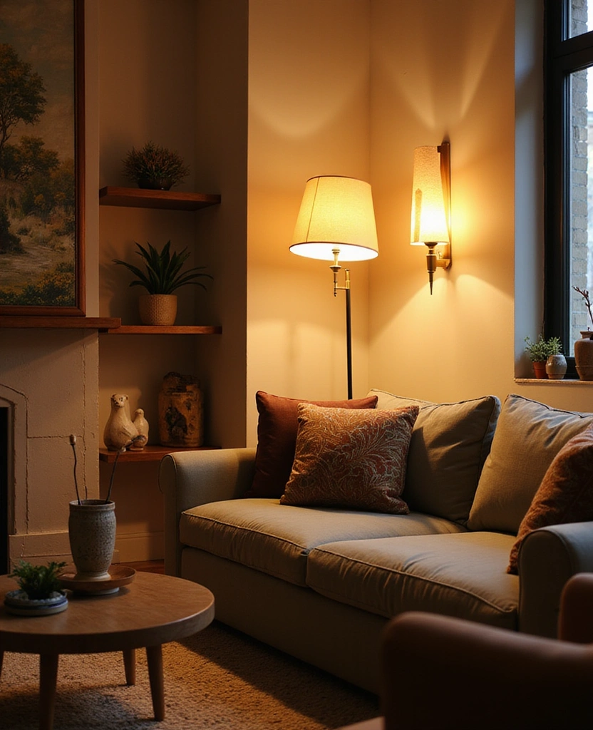 Explore 44 Stunning Organic Modern Living Room Designs for a Spacious Feel! - 30. Layered Lighting