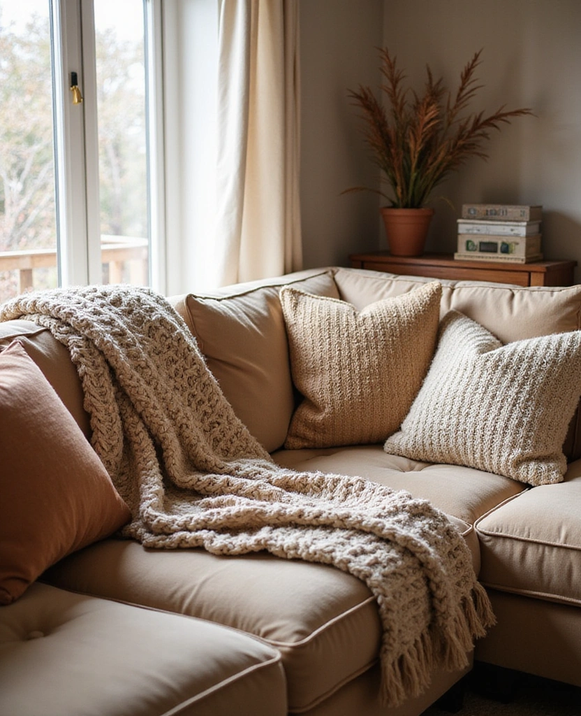 Explore 44 Stunning Organic Modern Living Room Designs for a Spacious Feel! - 31. Textured Fabrics