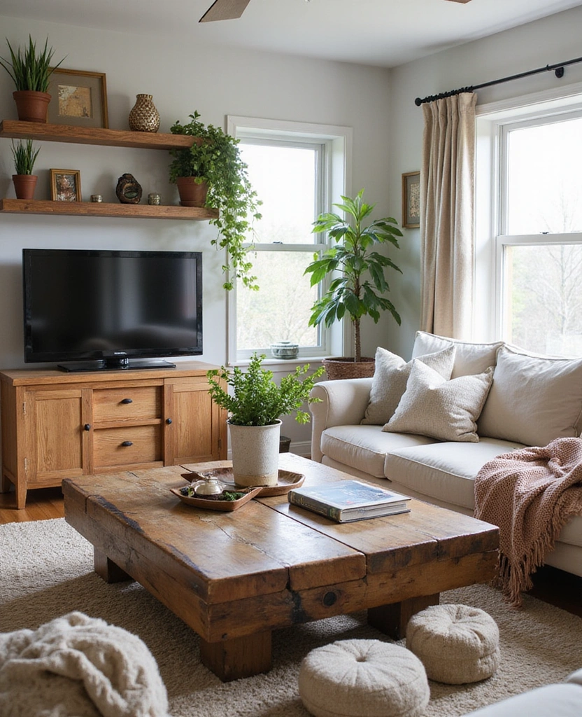 Explore 44 Stunning Organic Modern Living Room Designs for a Spacious Feel! - 36. Warm Wood Accents