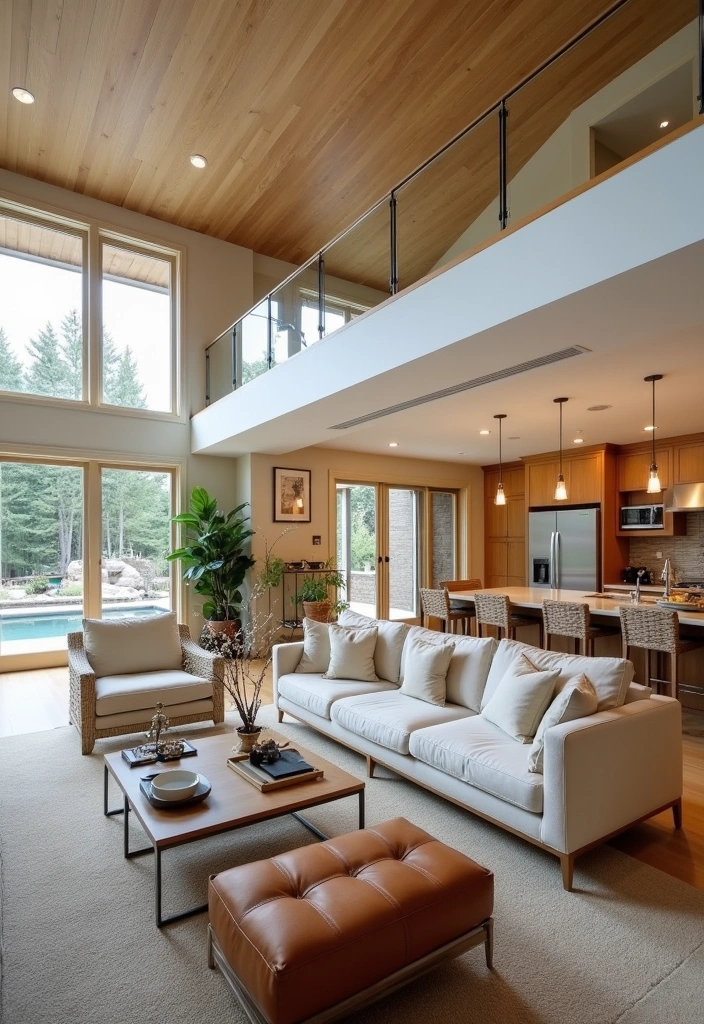 Explore 44 Stunning Organic Modern Living Room Designs for a Spacious Feel! - 7. Open-Concept Layout