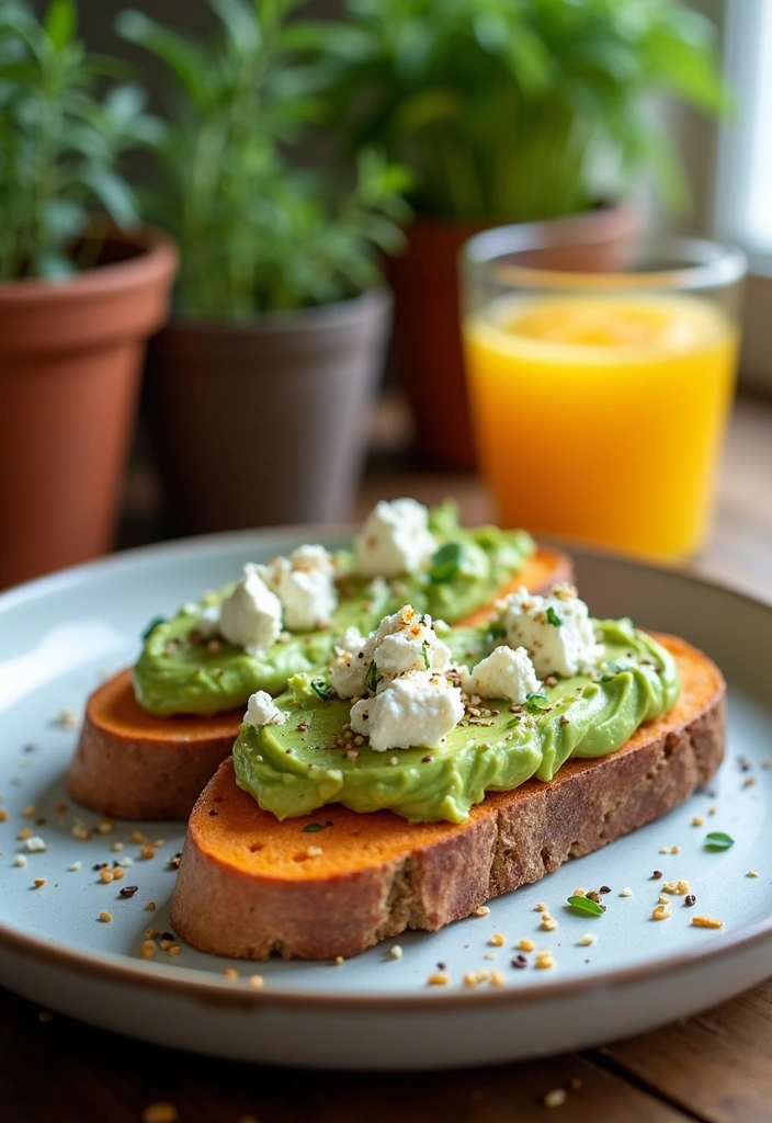 10 Breakfast Toast Ideas That Will Transform Your Mornings Forever! - 3. Sweet Potato Toast with Avocado and Feta