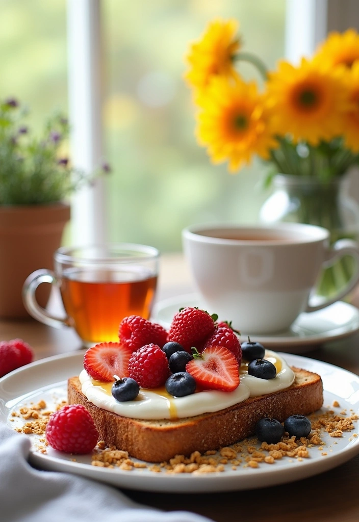 10 Breakfast Toast Ideas That Will Transform Your Mornings Forever! - 4. Greek Yogurt Toast with Berries and Honey