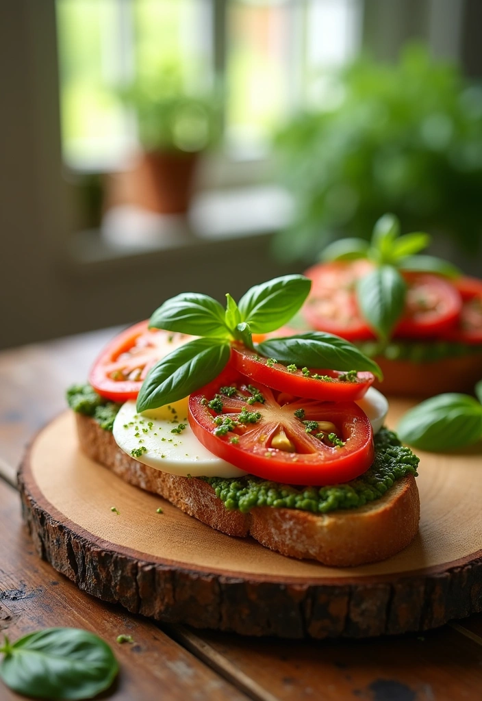 10 Breakfast Toast Ideas That Will Transform Your Mornings Forever! - 5. Caprese Toast with Basil Pesto