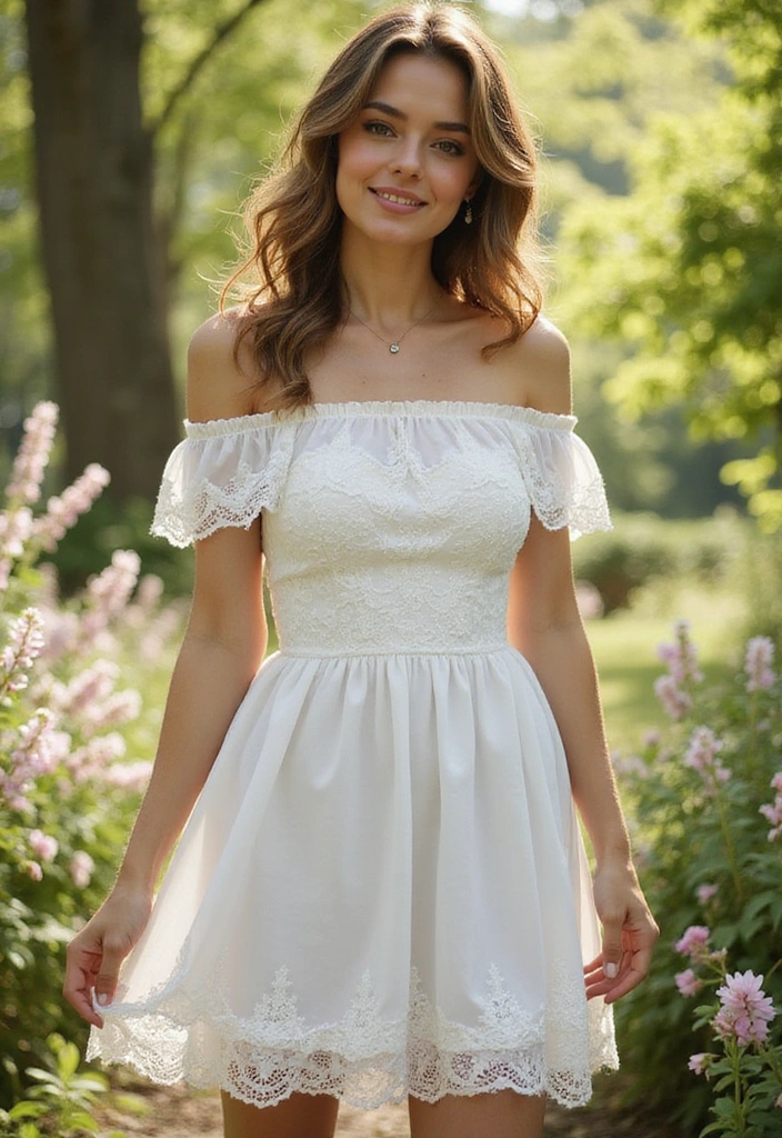 22 Gorgeous Off Shoulder White Mini Dresses for Effortless Casual Chic (Check Out #19!) - 1. Romantic Lace Trim