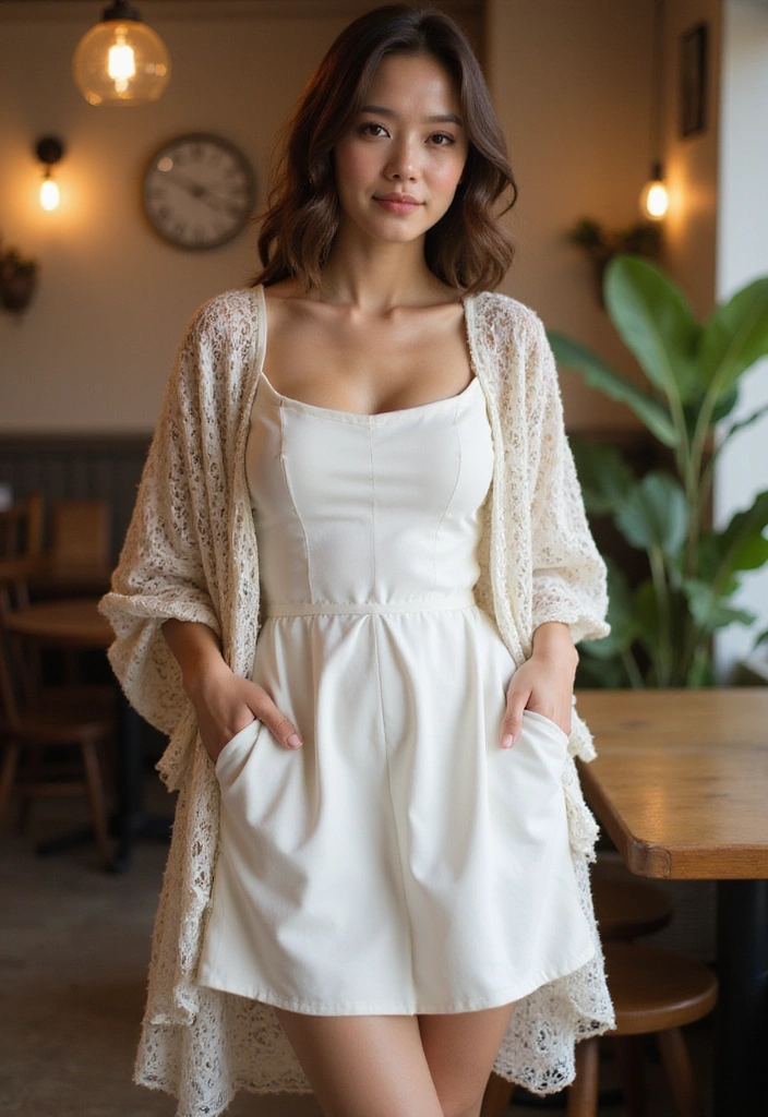 22 Gorgeous Off Shoulder White Mini Dresses for Effortless Casual Chic (Check Out #19!) - 11. Stylish Layering