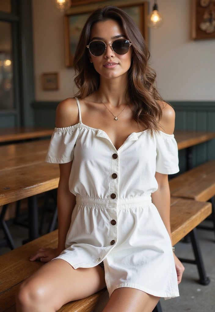 22 Gorgeous Off Shoulder White Mini Dresses for Effortless Casual Chic (Check Out #19!) - 5. Chic Button-Down