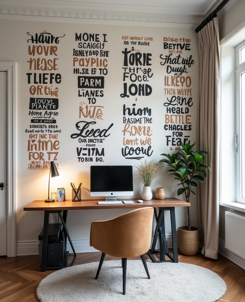 25 Stylish Wallpaper Ideas That Will Revamp Any Space on a Budget! - 20. Artistic Typography
