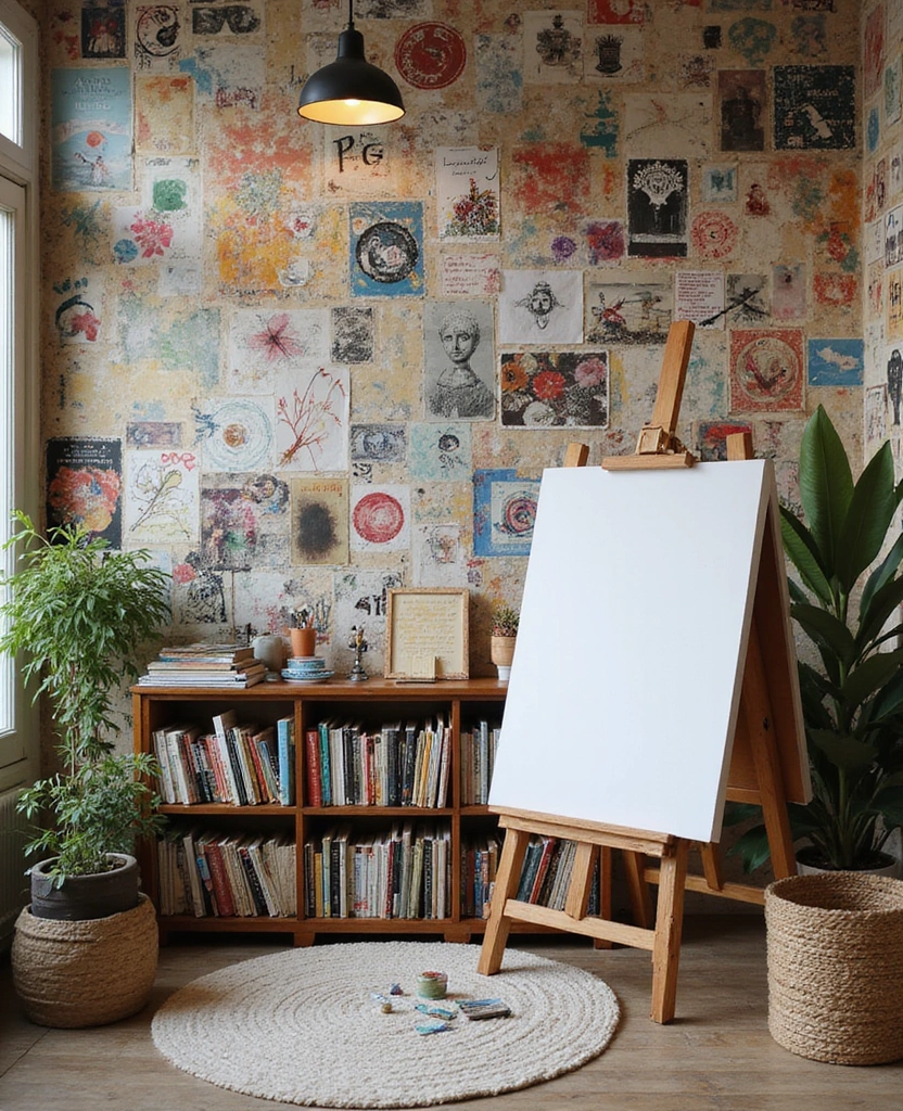 25 Stylish Wallpaper Ideas That Will Revamp Any Space on a Budget! - 23. Artistic Collage