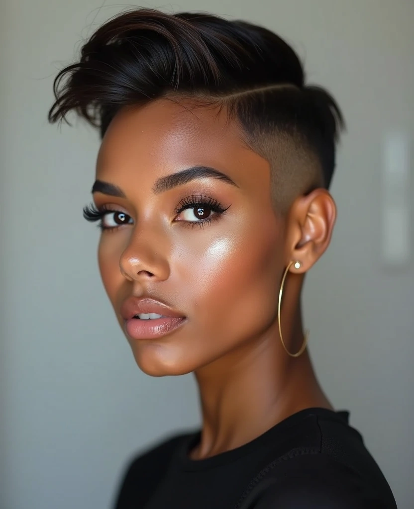 28 Fabulous Pixie Hairstyles for Black Women That'll Turn Heads Everywhere! - 14. Pixie with a Shaved Design
