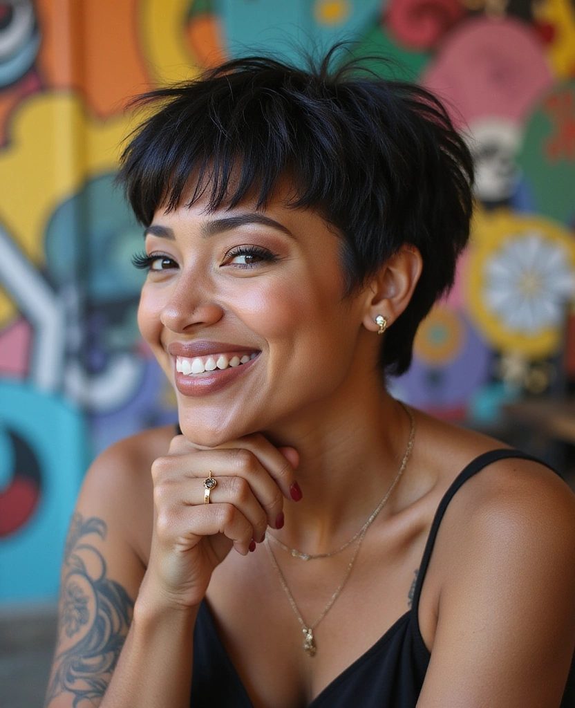 28 Fabulous Pixie Hairstyles for Black Women That'll Turn Heads Everywhere! - 25. Pixie with an Edgy Fringe