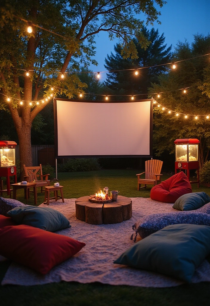 35 Outdoor Living Room Ideas That'll Make You Feel Like You're on Vacation Every Day! - 14. Movie Night Under the Stars