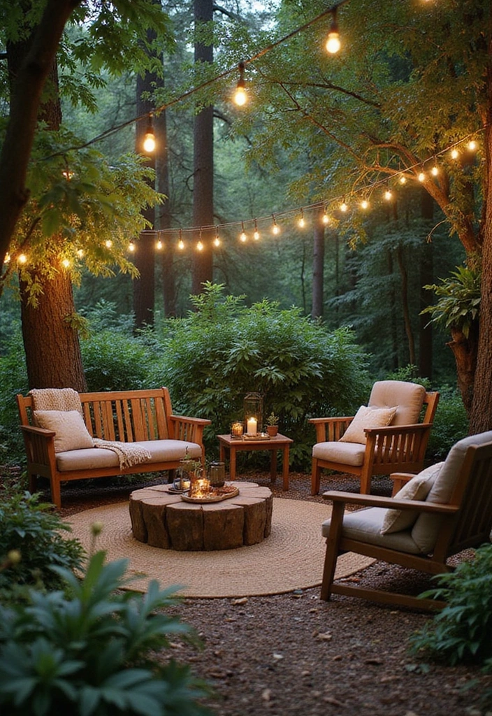 35 Outdoor Living Room Ideas That'll Make You Feel Like You're on Vacation Every Day! - 17. Enchanted Forest Retreat