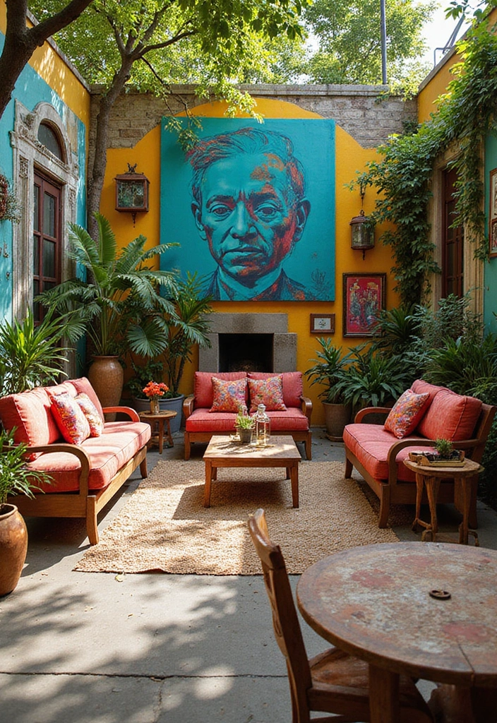35 Outdoor Living Room Ideas That'll Make You Feel Like You're on Vacation Every Day! - 18. Artistic Garden Lounge