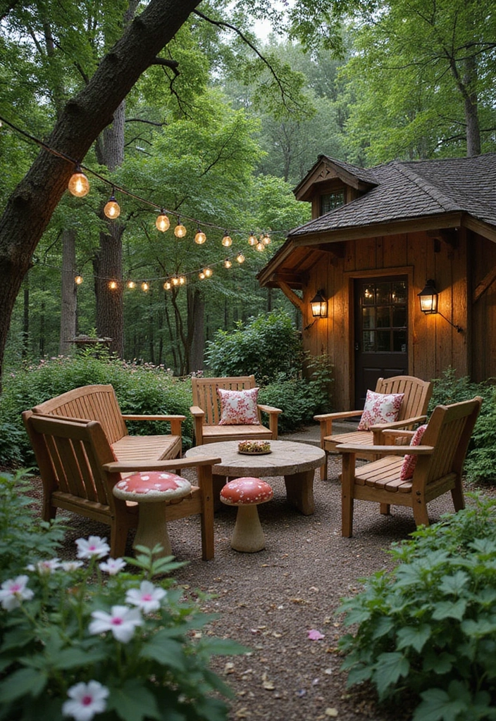 35 Outdoor Living Room Ideas That'll Make You Feel Like You're on Vacation Every Day! - 22. Enchanted Forest Retreat
