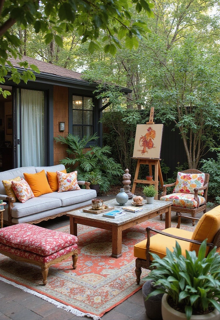 35 Outdoor Living Room Ideas That'll Make You Feel Like You're on Vacation Every Day! - 24. Artistic Haven