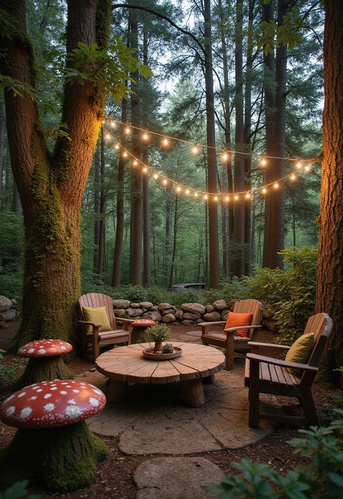 35 Outdoor Living Room Ideas That'll Make You Feel Like You're on Vacation Every Day! - 28. Enchanted Forest Retreat
