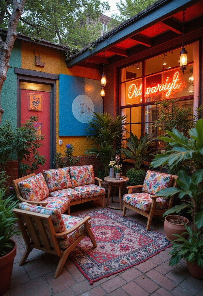 35 Outdoor Living Room Ideas That'll Make You Feel Like You're on Vacation Every Day! - 31. Artistic Patio Retreat