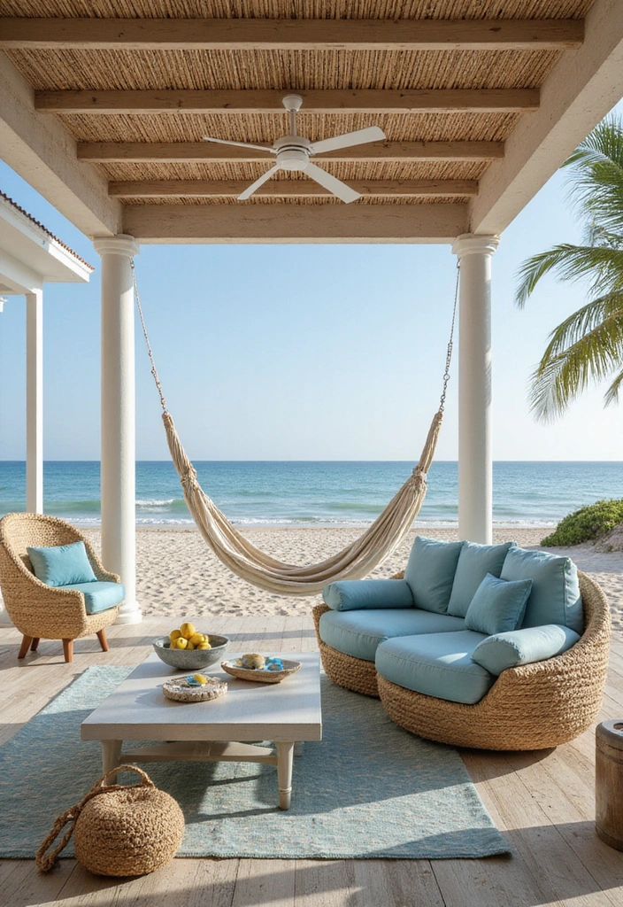 35 Outdoor Living Room Ideas That'll Make You Feel Like You're on Vacation Every Day! - 33. Serene Beachfront Escape
