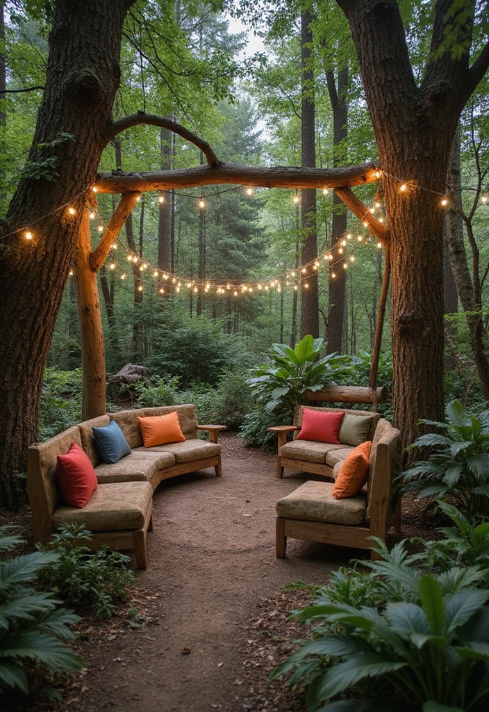 35 Outdoor Living Room Ideas That'll Make You Feel Like You're on Vacation Every Day! - 34. Enchanted Forest Retreat