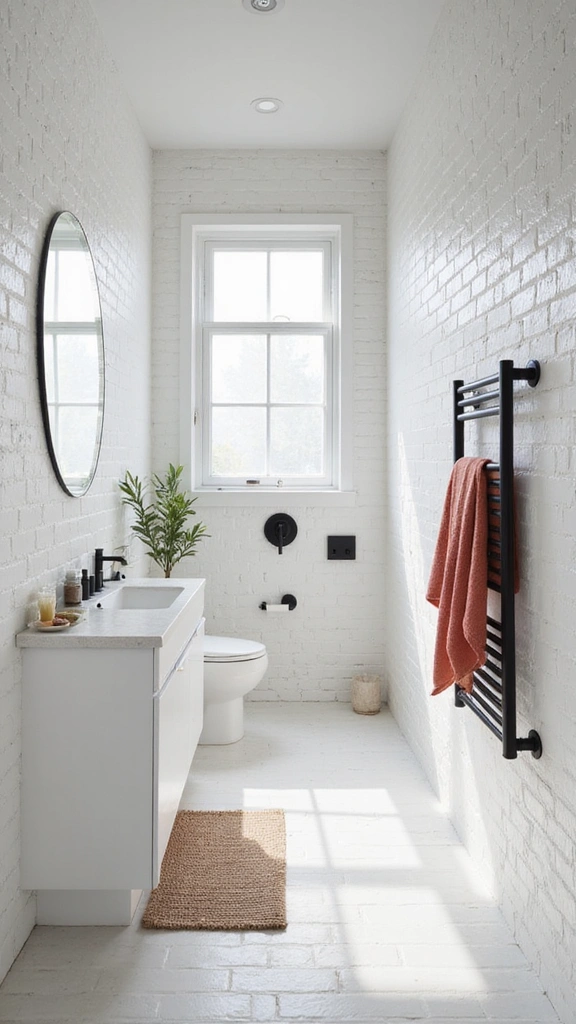 40 Bold Bathroom Color Inspirations That Will Make You Want to Redecorate (#30 is a Game-Changer!) - 13. Crisp White with a Twist
