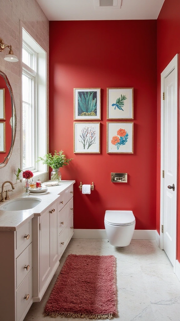 40 Bold Bathroom Color Inspirations That Will Make You Want to Redecorate (#30 is a Game-Changer!) - 22. Energetic Cherry Red