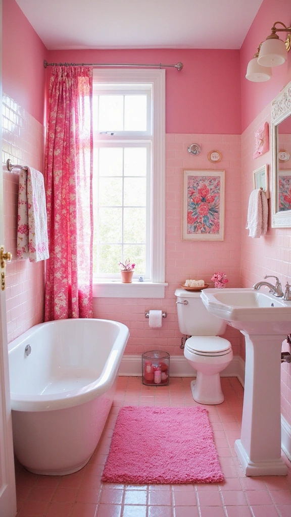 40 Bold Bathroom Color Inspirations That Will Make You Want to Redecorate (#30 is a Game-Changer!) - 28. Playful Raspberry Pink