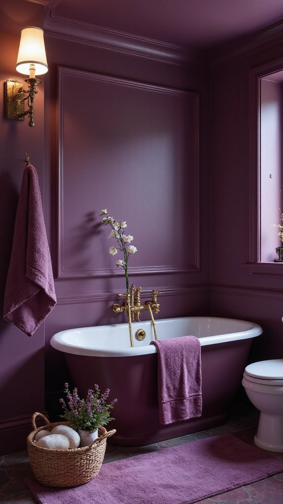 40 Bold Bathroom Color Inspirations That Will Make You Want to Redecorate (#30 is a Game-Changer!) - 29. Enigmatic Deep Purple