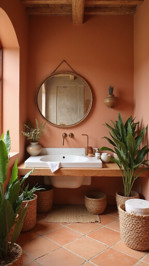 40 Bold Bathroom Color Inspirations That Will Make You Want to Redecorate (#30 is a Game-Changer!) - 3. Warm Terracotta