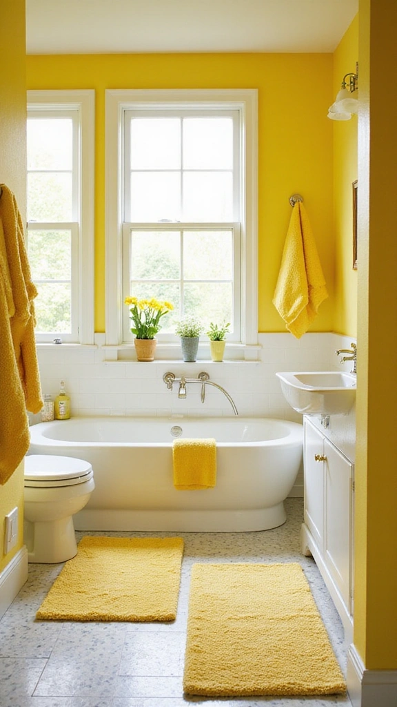 40 Bold Bathroom Color Inspirations That Will Make You Want to Redecorate (#30 is a Game-Changer!) - 30. Bright Lemon Yellow