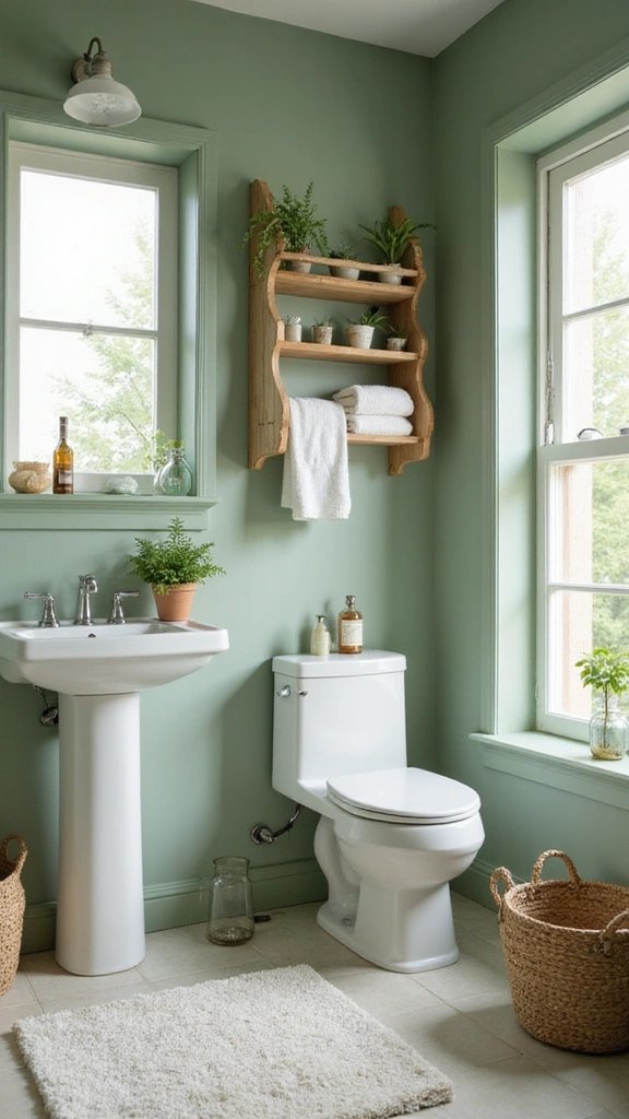 40 Bold Bathroom Color Inspirations That Will Make You Want to Redecorate (#30 is a Game-Changer!) - 33. Lush Sage Green